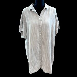 Soft Surroundings Je Veux Tencel Tunic Shirt L Gray Button Up Soft Lagenlook